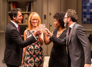 L-R: Hari Dhillon, Emily Swallow, Karen Pittman and J Anthony Crane in Ayad Akhtars Pulitzer-winning play Disgraced, which plays at Center Theatre Group/Mark Taper Forum at the Los Angeles Music Center June 8 through July 17, 2016. For tickets and information, please visit CenterTheatreGroup.org or call (213) 628-2772. Contact:  CTG Media and Communications/ (213) 972-7376/CTGMedia@ctgla.org Photo by Craig Schwartz.