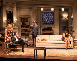 L-R: Emily Swallow, Hari Dhillon, J Anthony Crane and Karen Pittman in Ayad Akhtars Pulitzer-winning play Disgraced, which plays at Center Theatre Group/Mark Taper Forum at the Los Angeles Music Center June 8 through July 17, 2016. For tickets and information, please visit CenterTheatreGroup.org or call (213) 628-2772. Contact:  CTG Media and Communications/ (213) 972-7376/CTGMedia@ctgla.org Photo by Craig Schwartz.